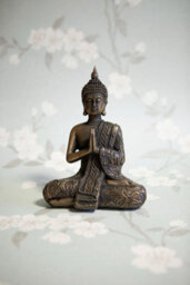Inspirational Gifting Mystic Thai Buddha Sculpture In Lotus Position Bronze - thumbnail 1