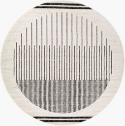 Livabliss Round Pisa-Geometric Black Grey Ivory Modern Living Dining Bedroom Rug 200 X 200 Cm Easy Care, Non Shedding - thumbnail 1