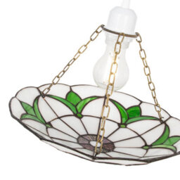 Happy Homewares Traditional Stained Glass Tiffany Pendant Light Shade With Emerald Green Leaves - thumbnail 4