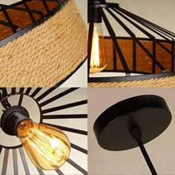 40Cm Lamp Shade For Ceiling Easy Fit Pendant Hemp Rope Lightshade Lampshade Living Room Lamp - thumbnail 8