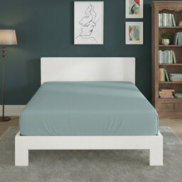 Polycotton Fitted Sheet Extra Deep 40Cm Skirt Easy Care Duck Egg Blue - thumbnail 1
