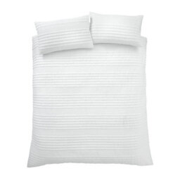 Catherine Lansfield Bedding Lennon Stripe Duvet Cover Set With Pillowcase White - thumbnail 4
