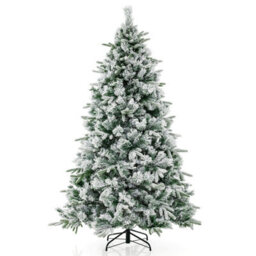 Costway 6Ft Artificial Christmas Tree Flocked Xmas Tree W/ Pine Needles & 250 Led Lights - thumbnail 9