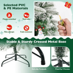 Costway 6Ft Artificial Christmas Tree Flocked Xmas Tree W/ Pine Needles & 250 Led Lights - thumbnail 6