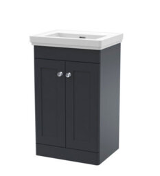 Balterley Swynnerton Traditional 2 Door Floor Standing Vanity Unit With Basin, Dark Grey, 500mm - thumbnail 1