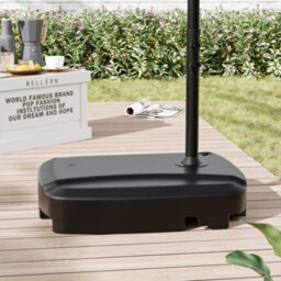 Breeins Black Hdpe Water And Sand Filled Garden Parasol Base Cantilever Base Patio Outdoor Banana Overhang Parasol Base With Wheels 60L