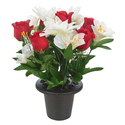 Urbn-Living Urbnliving 30Cm Height Red & Cream Assorted Style Mini Flowerpots In Black Planter - image 1