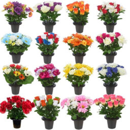 Urbn-Living Urbnliving 30Cm Height Red & Cream Assorted Style Mini Flowerpots In Black Planter - thumbnail 2