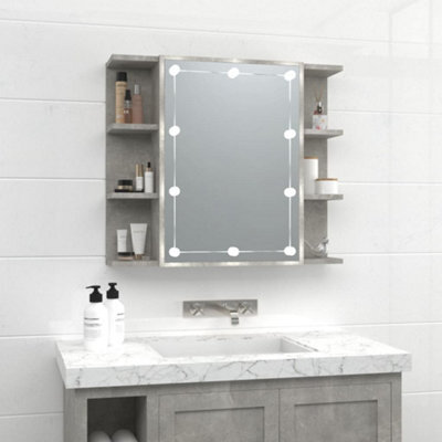 Berkfield Mirror Cabinet With Led Concrete Grey 70X16.5X60 Cm - image 1