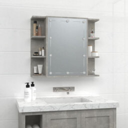 Berkfield Mirror Cabinet With Led Concrete Grey 70X16.5X60 Cm - thumbnail 4