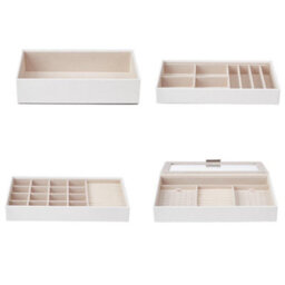 Living And Home 4-Layer Elegant White Faux Leather Stackable Storage Jewellery Box With Transparent Lid And Velvet Lining - thumbnail 5
