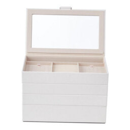 Living And Home 4-Layer Elegant White Faux Leather Stackable Storage Jewellery Box With Transparent Lid And Velvet Lining - thumbnail 7