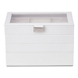 Living And Home 4-Layer Elegant White Faux Leather Stackable Storage Jewellery Box With Transparent Lid And Velvet Lining - thumbnail 6