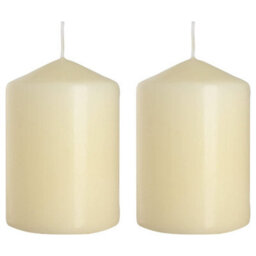 SolaDirect Pillar Candles, Pack Of 2, Unscented, Long Burning Time, 15 X 7 Cm / 6 X 2.75 In (Ivory, Matt) - thumbnail 1