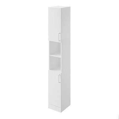 Veleka Gloss White Single Freestanding Bathroom Cabinet (H)180Cm (W)27.5Cm - image 1