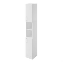 Veleka Gloss White Single Freestanding Bathroom Cabinet (H)180Cm (W)27.5Cm - thumbnail 2