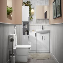 Veleka Gloss White Single Freestanding Bathroom Cabinet (H)180Cm (W)27.5Cm - thumbnail 9