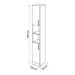 Veleka Gloss White Single Freestanding Bathroom Cabinet (H)180Cm (W)27.5Cm - thumbnail 5