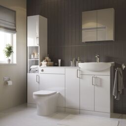 Veleka Gloss White Single Freestanding Bathroom Cabinet (H)180Cm (W)27.5Cm - thumbnail 4