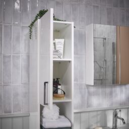 Veleka Gloss White Single Freestanding Bathroom Cabinet (H)180Cm (W)27.5Cm - thumbnail 8