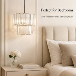 2 Tier Clear Crystal Effect Pendant Lampshade, Elegant Modern Ceiling Light Shade - thumbnail 4
