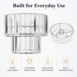2 Tier Clear Crystal Effect Pendant Lampshade, Elegant Modern Ceiling Light Shade - thumbnail 7