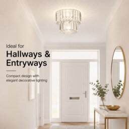 2 Tier Clear Crystal Effect Pendant Lampshade, Elegant Modern Ceiling Light Shade - thumbnail 3