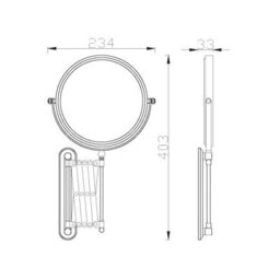 Plum&clay Kingham Bathroom Wall Mounted Chrome 3X Magnification Extendable Shaving Mirror - thumbnail 2