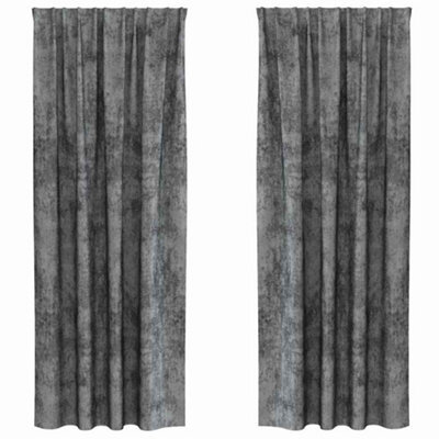 Berkfield Classic Curtain With Curtains 2 Pcs Grey 260 X 140 Cm Velvet - image 1