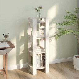 Berkfield Book Cabinet/room Divider White 41X35X125 Cm Solid Wood Pine - thumbnail 6