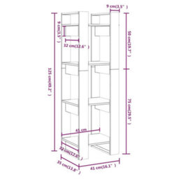 Berkfield Book Cabinet/room Divider White 41X35X125 Cm Solid Wood Pine - thumbnail 8