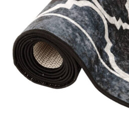 Berkfield Rug Washable Black And White 80X300 Cm Anti Slip - thumbnail 5