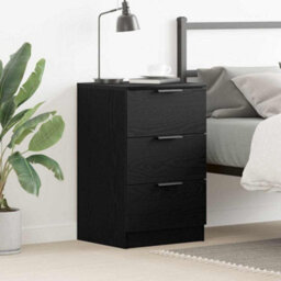 Berkfield Black Oak Bedside Cabinet - 40X65X65 Cm, Made From Engineered Wood