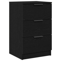 Berkfield Black Oak Bedside Cabinet - 40X65X65 Cm, Made From Engineered Wood - thumbnail 2