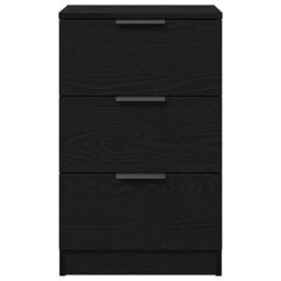 Berkfield Black Oak Bedside Cabinet - 40X65X65 Cm, Made From Engineered Wood - thumbnail 7