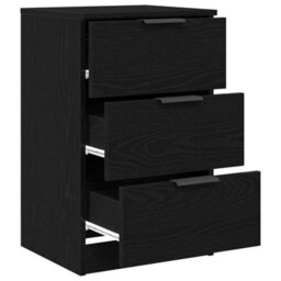 Berkfield Black Oak Bedside Cabinet - 40X65X65 Cm, Made From Engineered Wood - thumbnail 5