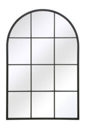 Mirroroutlet The Fenarc Black Metal Framed Arched Window Wall Garden Mirror 120Cm X 80Cm - thumbnail 2