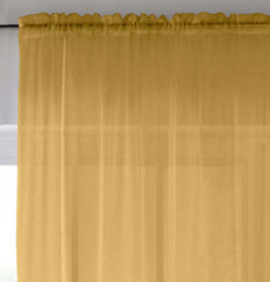 "Enhanced Living Sheer Gold Plain Woven Voile Slot Top Curtain Panel Pair (57X48"") 145X122Cm" - thumbnail 2