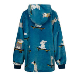 Urban Unique Skater Dogs Sherpa Fleece Hoodie Blanket/throw Blue Oversized - thumbnail 2