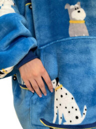 Urban Unique Skater Dogs Sherpa Fleece Hoodie Blanket/throw Blue Oversized - thumbnail 4