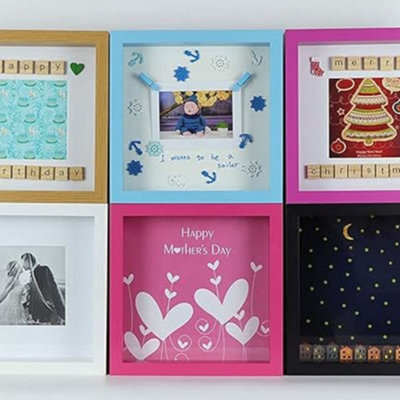 Biznest 3D Shadow Box Photo Frame 23 X 23 Cm 3D Picture Frame Shadow Effect Box Frame For Love One's (Pink)