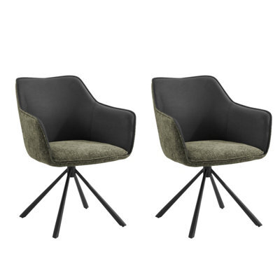 Home Detail Lisbon Fabric Swivel Dining Chair Set Of 2, Grey/green - image 1