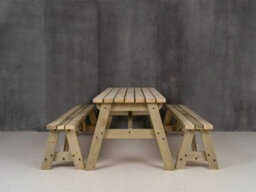Arbor Garden Solutions Victoria Wooden Picnic Bench And Table Set, Outdoor Dining Set (5Ft, Natural Finish) - thumbnail 4