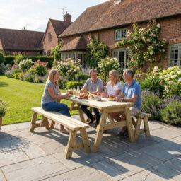 Arbor Garden Solutions Victoria Wooden Picnic Bench And Table Set, Outdoor Dining Set (5Ft, Natural Finish) - thumbnail 5