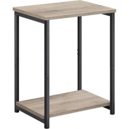 Songmics Metal Frame Side Table With Shelf, Industrial Bedside Storage, Living Room Furniture, Greige And Black - thumbnail 7