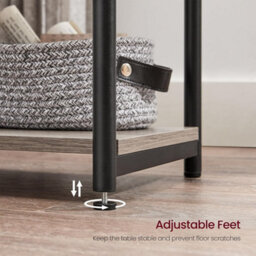 Songmics Metal Frame Side Table With Shelf, Industrial Bedside Storage, Living Room Furniture, Greige And Black - thumbnail 6