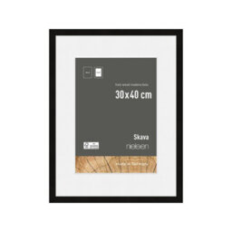 Nielsen Skava 30 X 40 Black Wooden Picture Frame With A4 Mount, Float Glass And Push/turn Clips