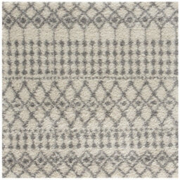 The Rugs Soft Moroccan Diamond Shaggy Rugs And Runners High Pile Ivory And Grey Living Room Kitchen Hallway 1000 - thumbnail 1