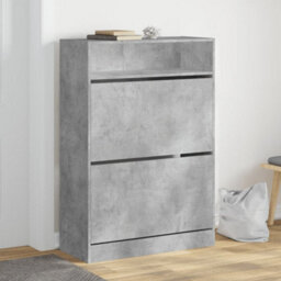 Walplus Shoe Cabinet With 2 Flip-Drawers Concrete Grey 80X34X116 Cm - thumbnail 1