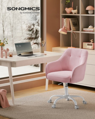 LEDREM Office Chair, Swivel Chair, Desk Chair, Makeup Vanity Chair, Adjustable Height, Armrests, 110 Kg Load, Velvet, Jelly Pink - image 1